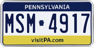PA license plate MSM4917