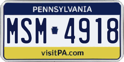 PA license plate MSM4918