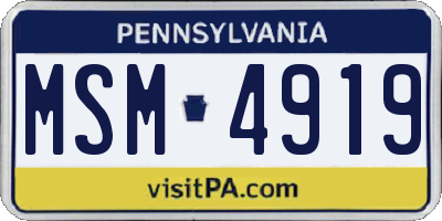 PA license plate MSM4919