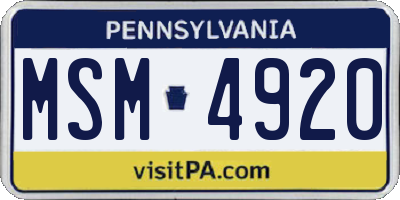 PA license plate MSM4920