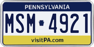 PA license plate MSM4921