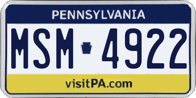 PA license plate MSM4922