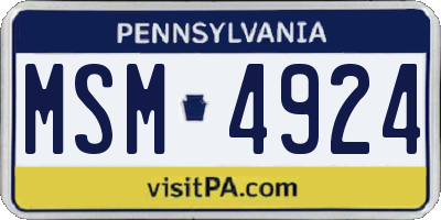 PA license plate MSM4924