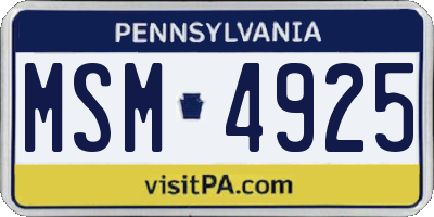 PA license plate MSM4925