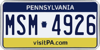 PA license plate MSM4926