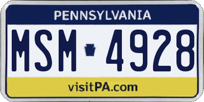PA license plate MSM4928