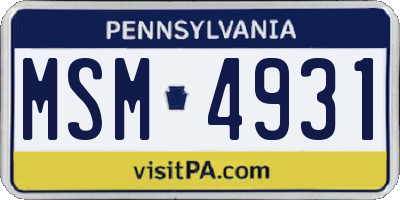 PA license plate MSM4931