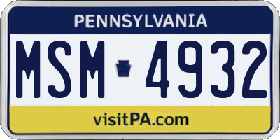PA license plate MSM4932
