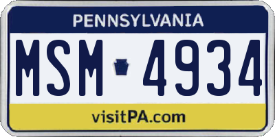 PA license plate MSM4934