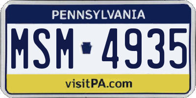 PA license plate MSM4935