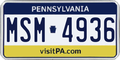 PA license plate MSM4936