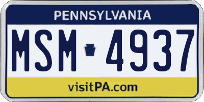 PA license plate MSM4937