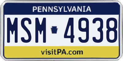 PA license plate MSM4938