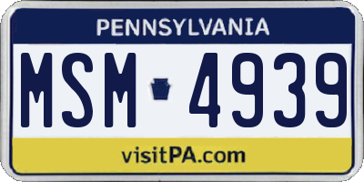 PA license plate MSM4939