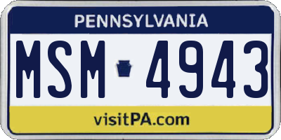 PA license plate MSM4943