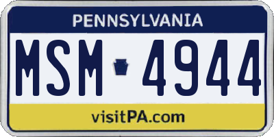 PA license plate MSM4944