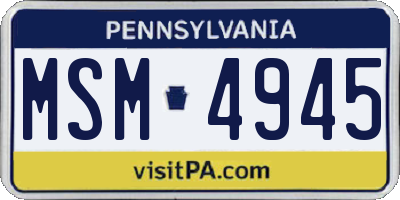 PA license plate MSM4945