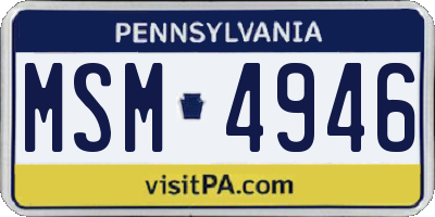 PA license plate MSM4946