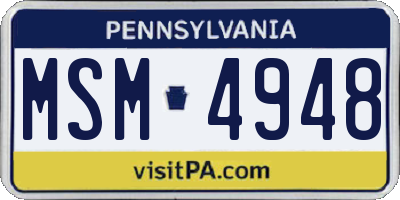 PA license plate MSM4948