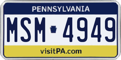 PA license plate MSM4949