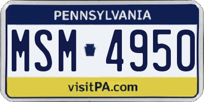 PA license plate MSM4950
