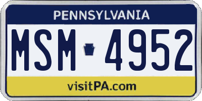 PA license plate MSM4952