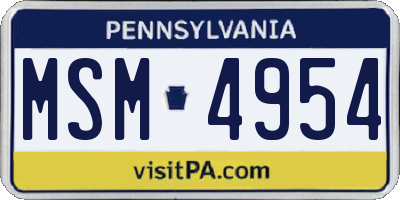 PA license plate MSM4954
