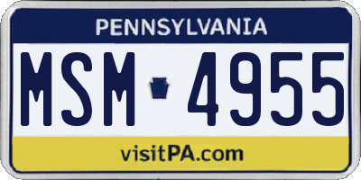 PA license plate MSM4955