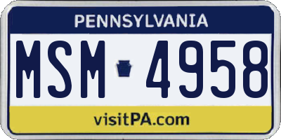 PA license plate MSM4958