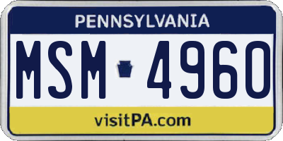 PA license plate MSM4960
