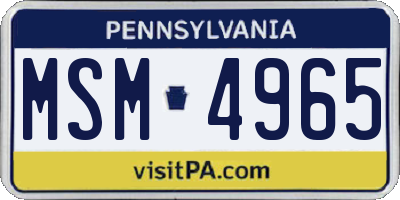 PA license plate MSM4965