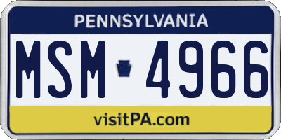 PA license plate MSM4966