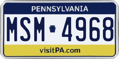 PA license plate MSM4968