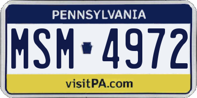 PA license plate MSM4972