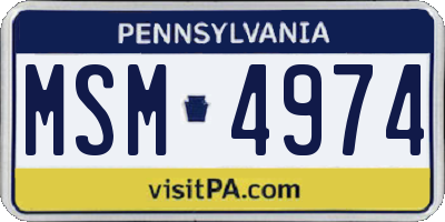 PA license plate MSM4974