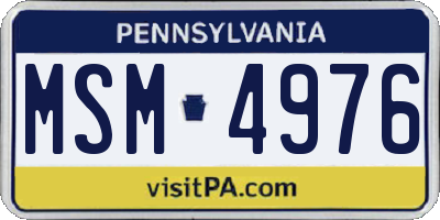PA license plate MSM4976