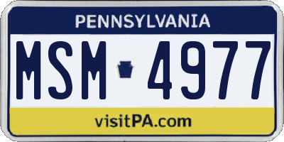 PA license plate MSM4977