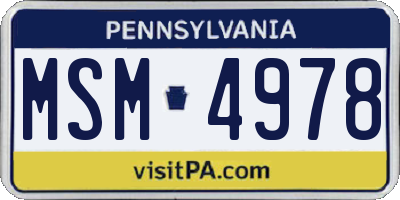 PA license plate MSM4978