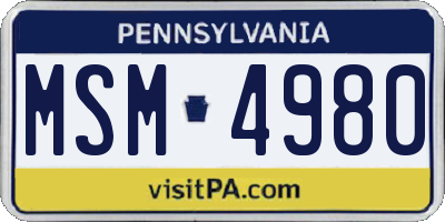 PA license plate MSM4980