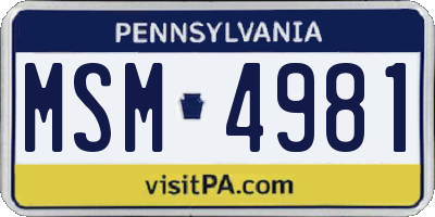 PA license plate MSM4981