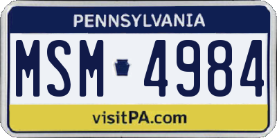 PA license plate MSM4984