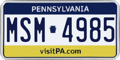 PA license plate MSM4985