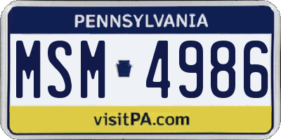 PA license plate MSM4986