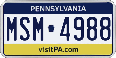 PA license plate MSM4988