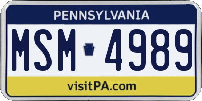PA license plate MSM4989