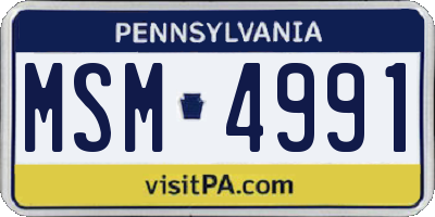 PA license plate MSM4991