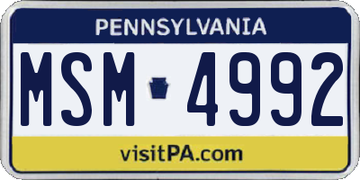 PA license plate MSM4992