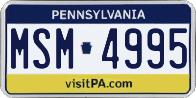 PA license plate MSM4995