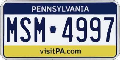 PA license plate MSM4997