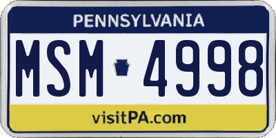 PA license plate MSM4998
